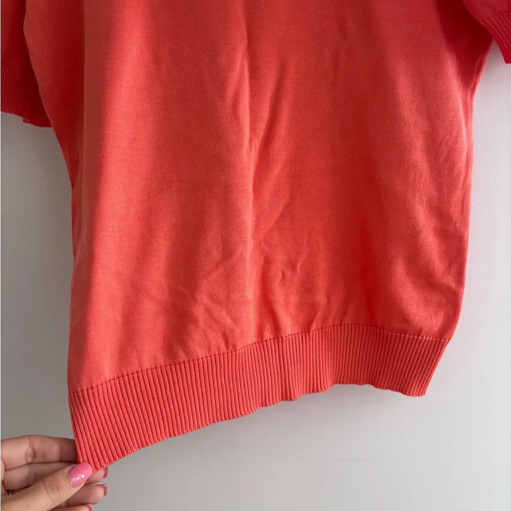 Authentic CHANEL cotton mix pink salmon short sleeve sweater